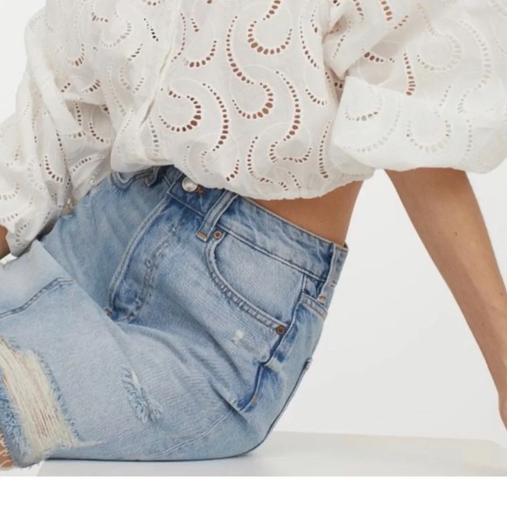 H&M Blue Distressed Mini Skirt